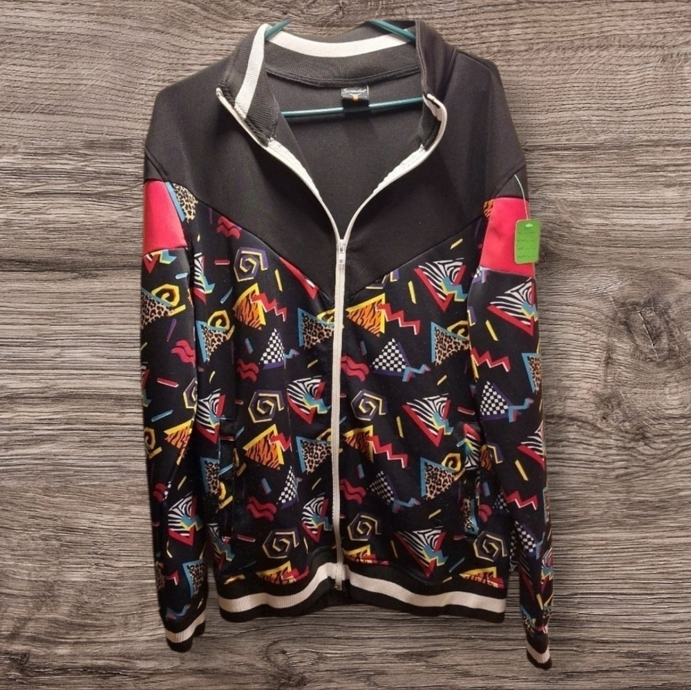 Vintage Screenshot Brand Mens Black Neon Jacket Large